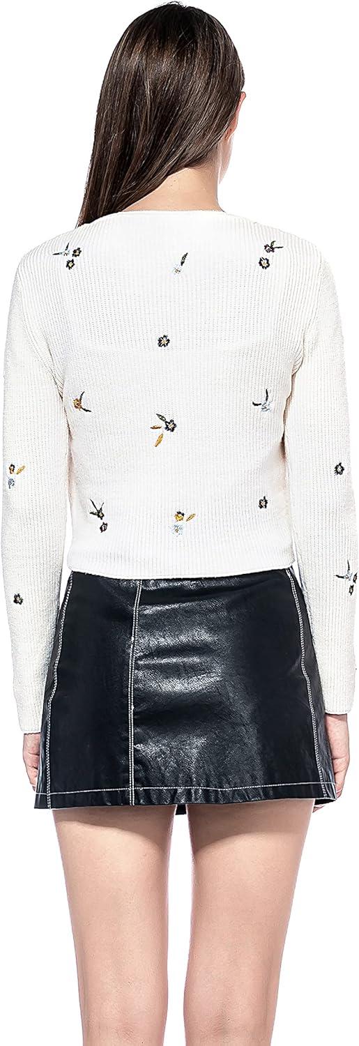 imageGRAN ORIENTE Womens Flower Pattern Long Sleeve ButtonDown VNeck Knit Cardigan Sweater Lightweight Oversized Loose Coat