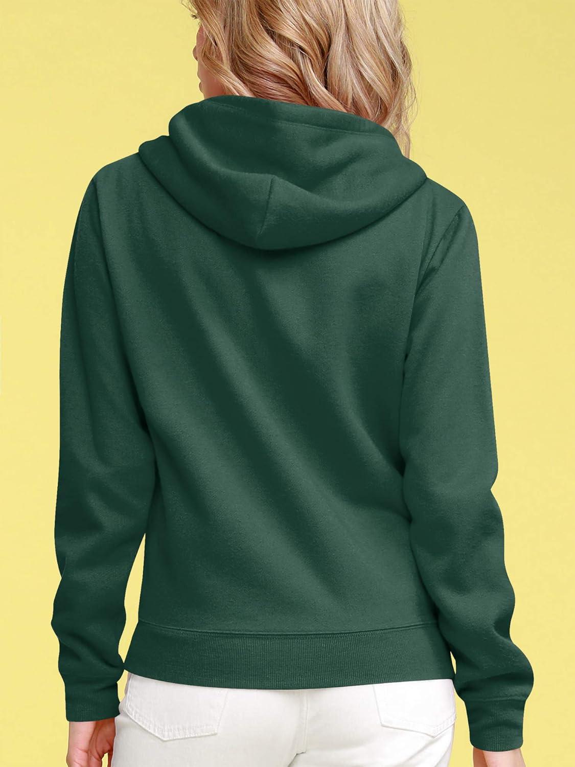 imageMade By Johnny Womens Active Casual Zipup Hoodie Jacket Long Sleeve Comfortable Lightweight SweatshirtWsk954huntergreen