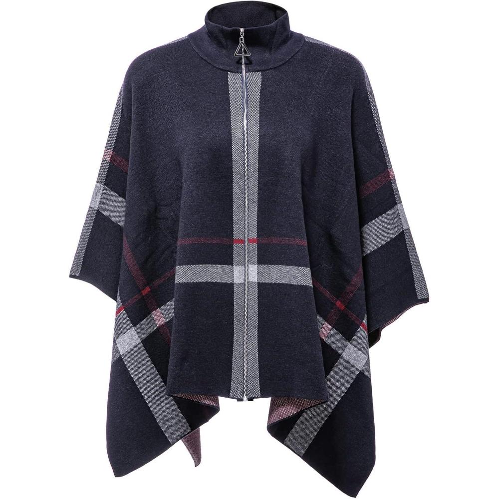 imageGRAN ORIENTE Womens Warm Shawl Wrap Fashion Blanket Scarf Open Front Knitted Sweater Cardigan Wraps Plaid Cloak for Winter