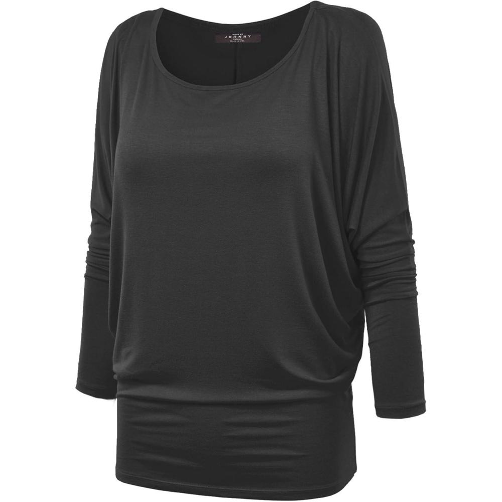 imageMBJ Womens Batwing Long Sleeve Top Made in USAWt826black