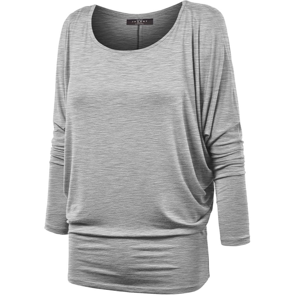 imageMBJ Womens Batwing Long Sleeve Top Made in USAWt826heathergrey