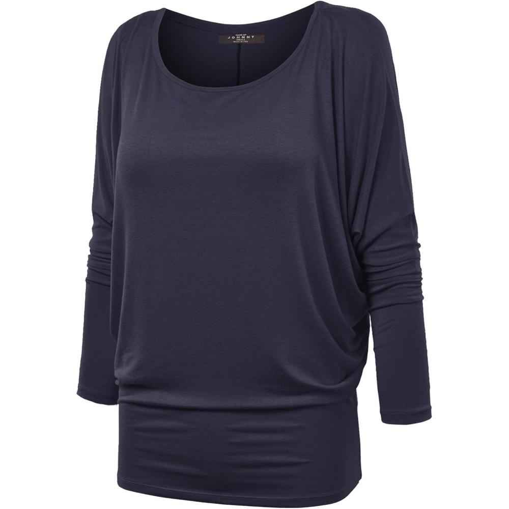 imageMBJ Womens Batwing Long Sleeve Top Made in USAWt826navy