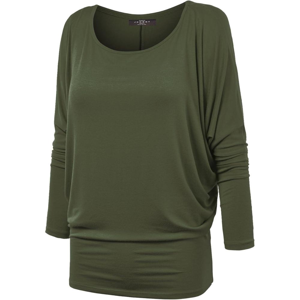 imageMBJ Womens Batwing Long Sleeve Top Made in USAWt826olive
