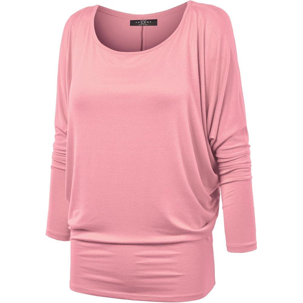 imageMBJ Womens Batwing Long Sleeve Top Made in USAWt826pink