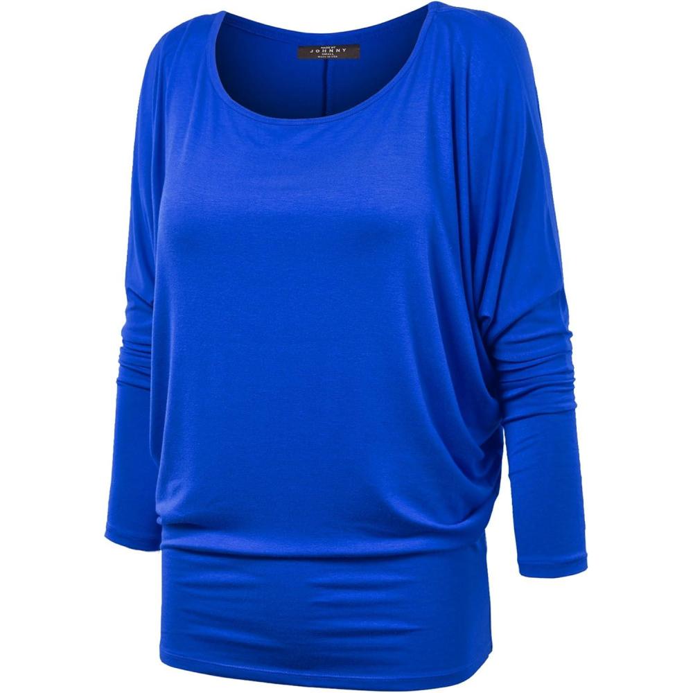 imageMBJ Womens Batwing Long Sleeve Top Made in USAWt826royalbrite