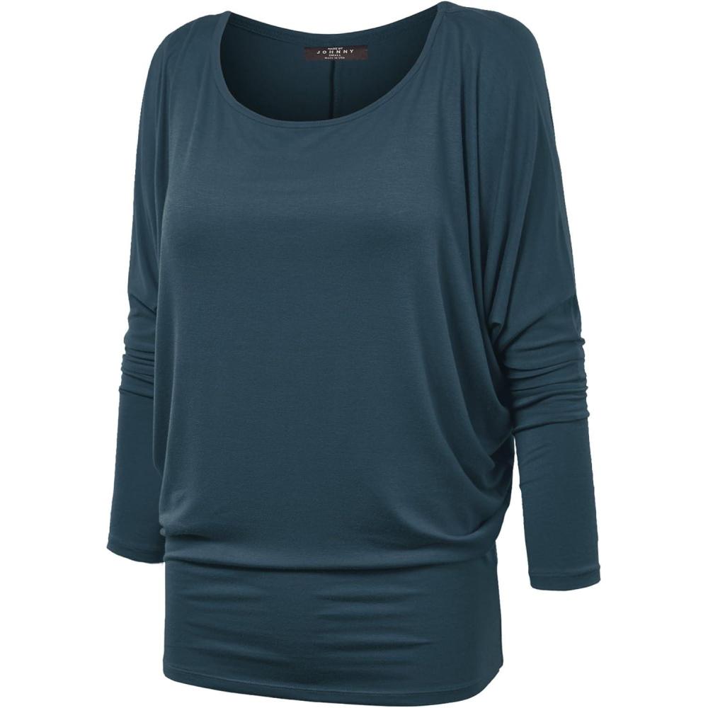 imageMBJ Womens Batwing Long Sleeve Top Made in USAWt826teal
