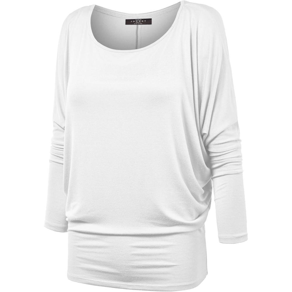 imageMBJ Womens Batwing Long Sleeve Top Made in USAWt826white
