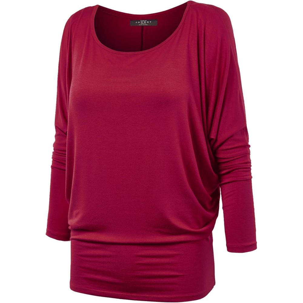 imageMBJ Womens Batwing Long Sleeve Top Made in USAWt826wine
