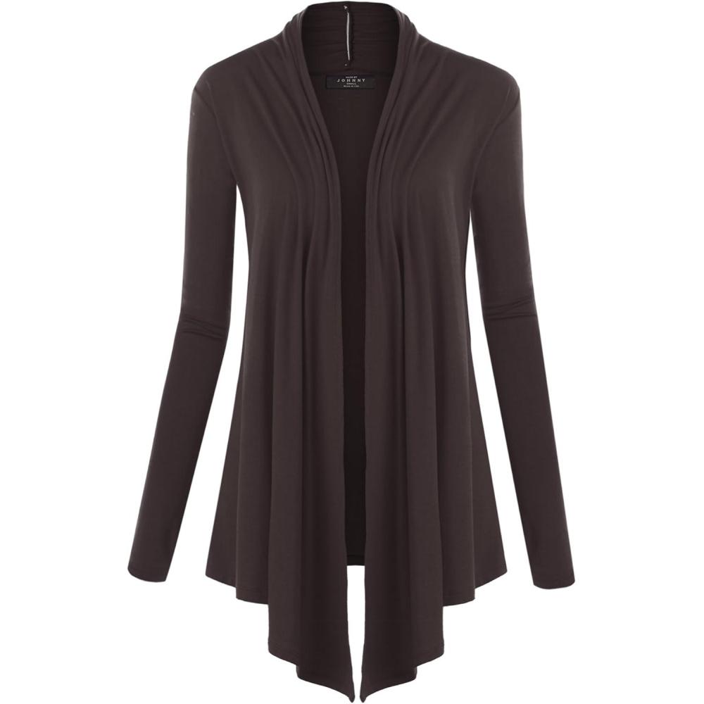 imageMBJ Womens Draped Open Front CardiganWsk850brown