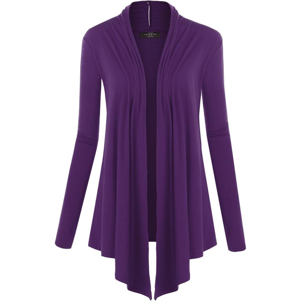 imageMBJ Womens Draped Open Front CardiganWsk850darkpurple