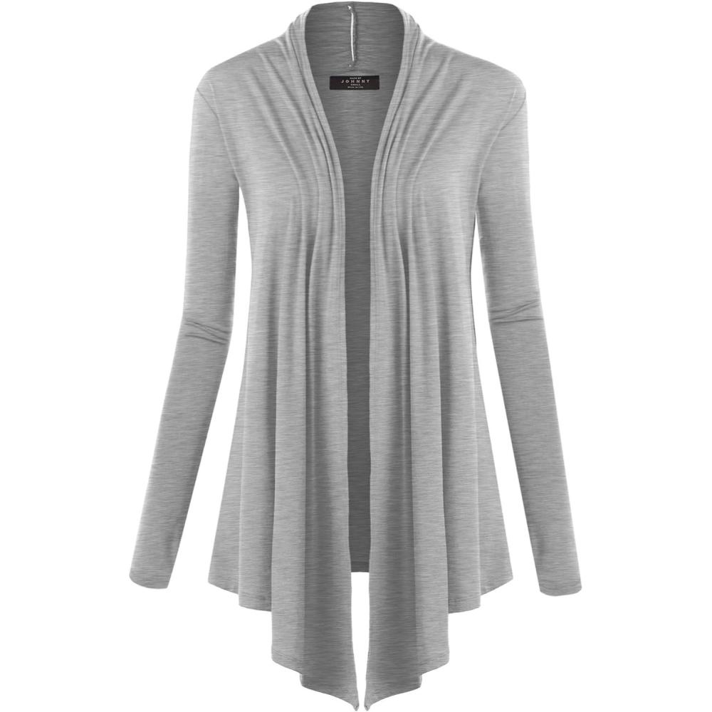 imageMBJ Womens Draped Open Front CardiganWsk850heathergrey