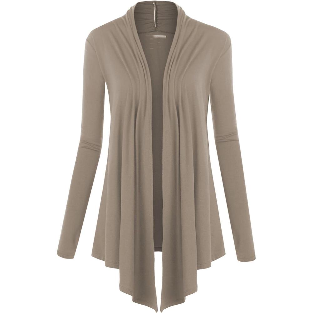 imageMBJ Womens Draped Open Front CardiganWsk850taupe