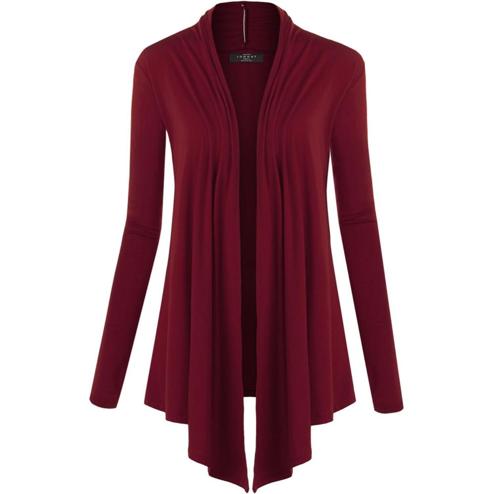 imageMBJ Womens Draped Open Front CardiganWsk850wine