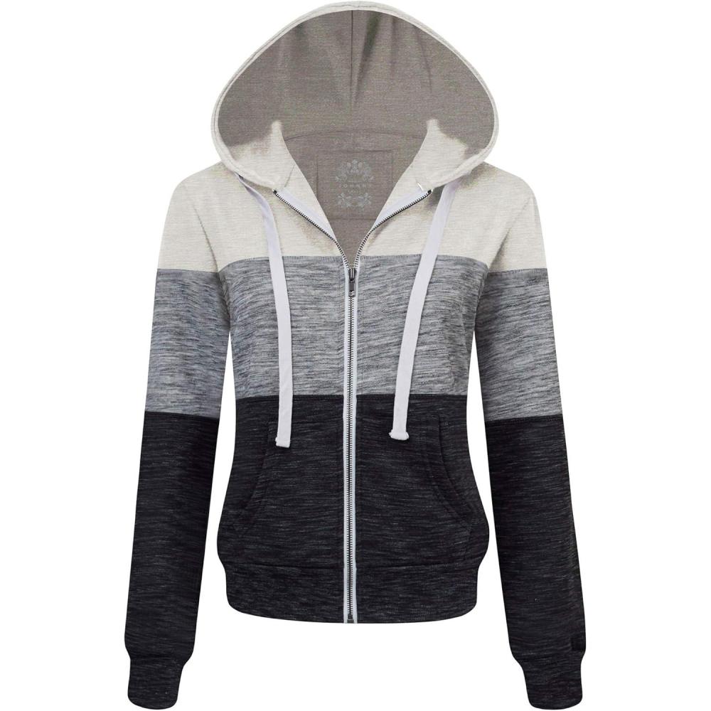 imageMade By Johnny Womens Active Casual Zipup Hoodie Jacket Long Sleeve Comfortable Lightweight SweatshirtWsk2302oatmeal