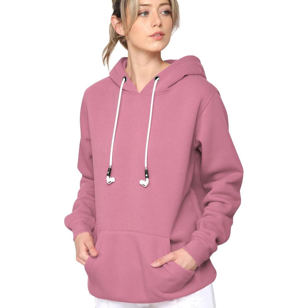 imageMade By Johnny Womens Active Casual Zipup Hoodie Jacket Long Sleeve Comfortable Lightweight SweatshirtWsk2375dustpink