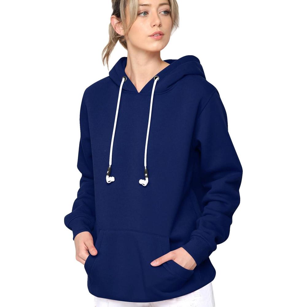 imageMade By Johnny Womens Active Casual Zipup Hoodie Jacket Long Sleeve Comfortable Lightweight SweatshirtWsk2375navy