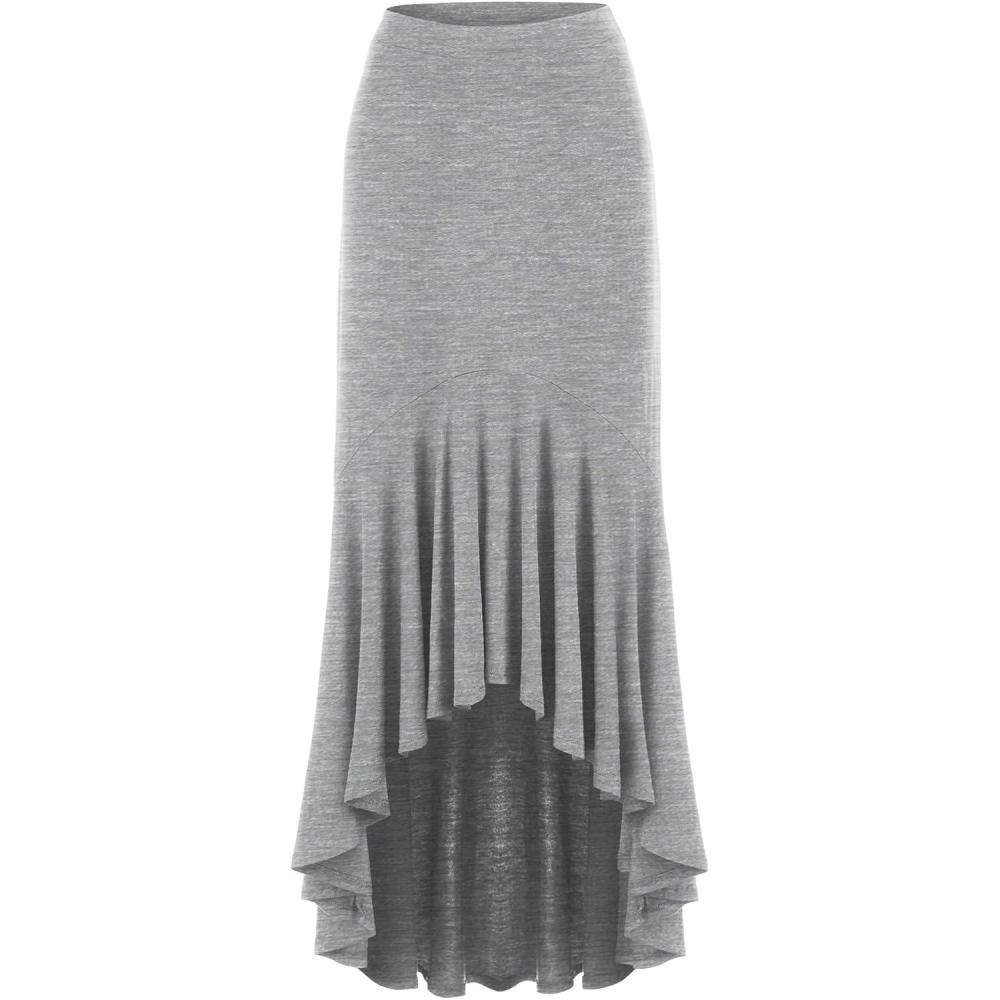 imageMade By Johnny Womens Asymmetrical High Low Ruffle Hem Long Maxi Skirt