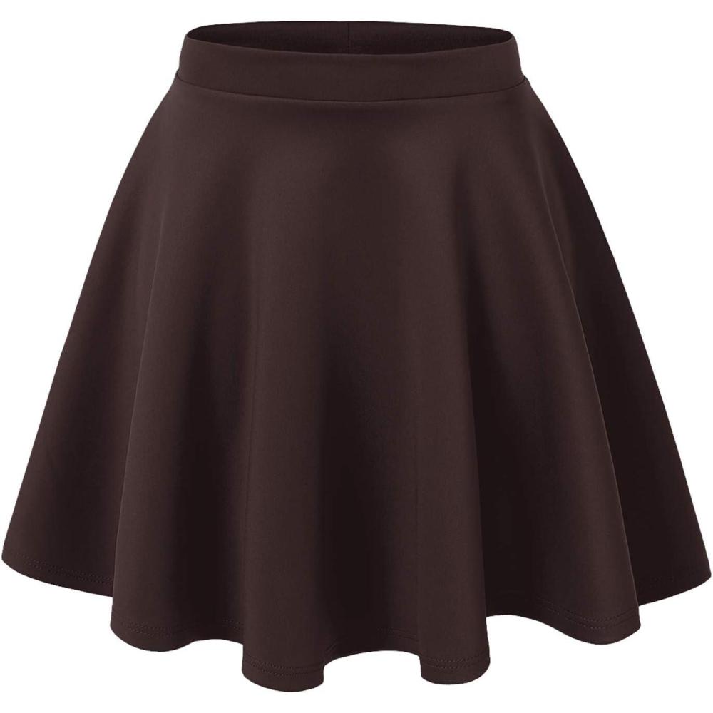 imageMade By Johnny Womens Basic Versatile Stretchy Flared Casual Mini Skater Skirt XS3XL Plus SizeWb211brown