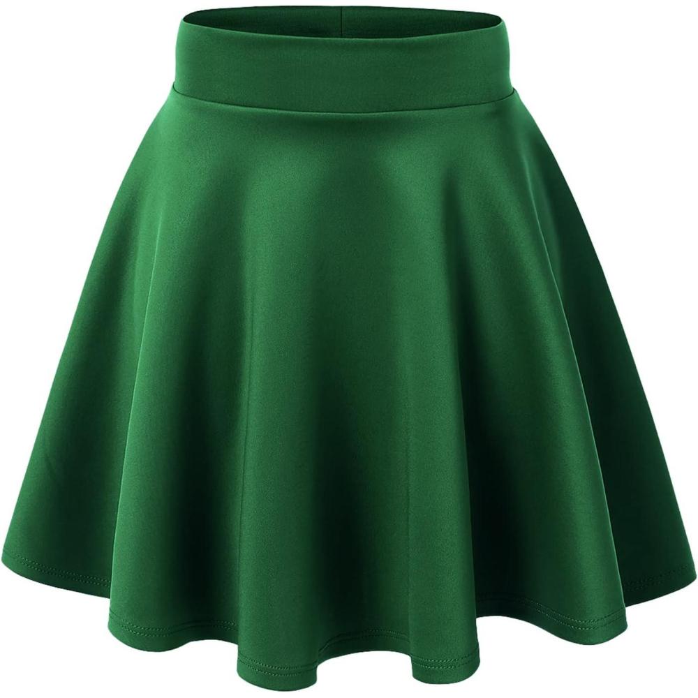 imageMade By Johnny Womens Basic Versatile Stretchy Flared Casual Mini Skater Skirt XS3XL Plus SizeWb211green