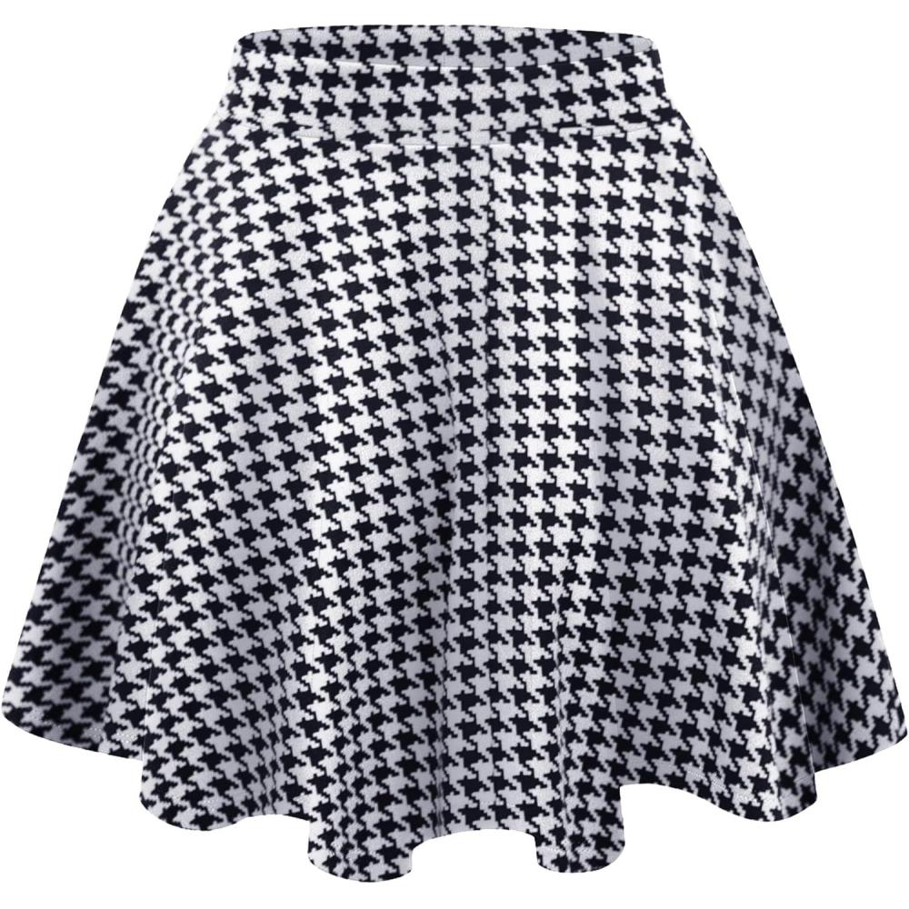 imageMade By Johnny Womens Basic Versatile Stretchy Flared Casual Mini Skater Skirt XS3XL Plus SizeWb211houndstooth