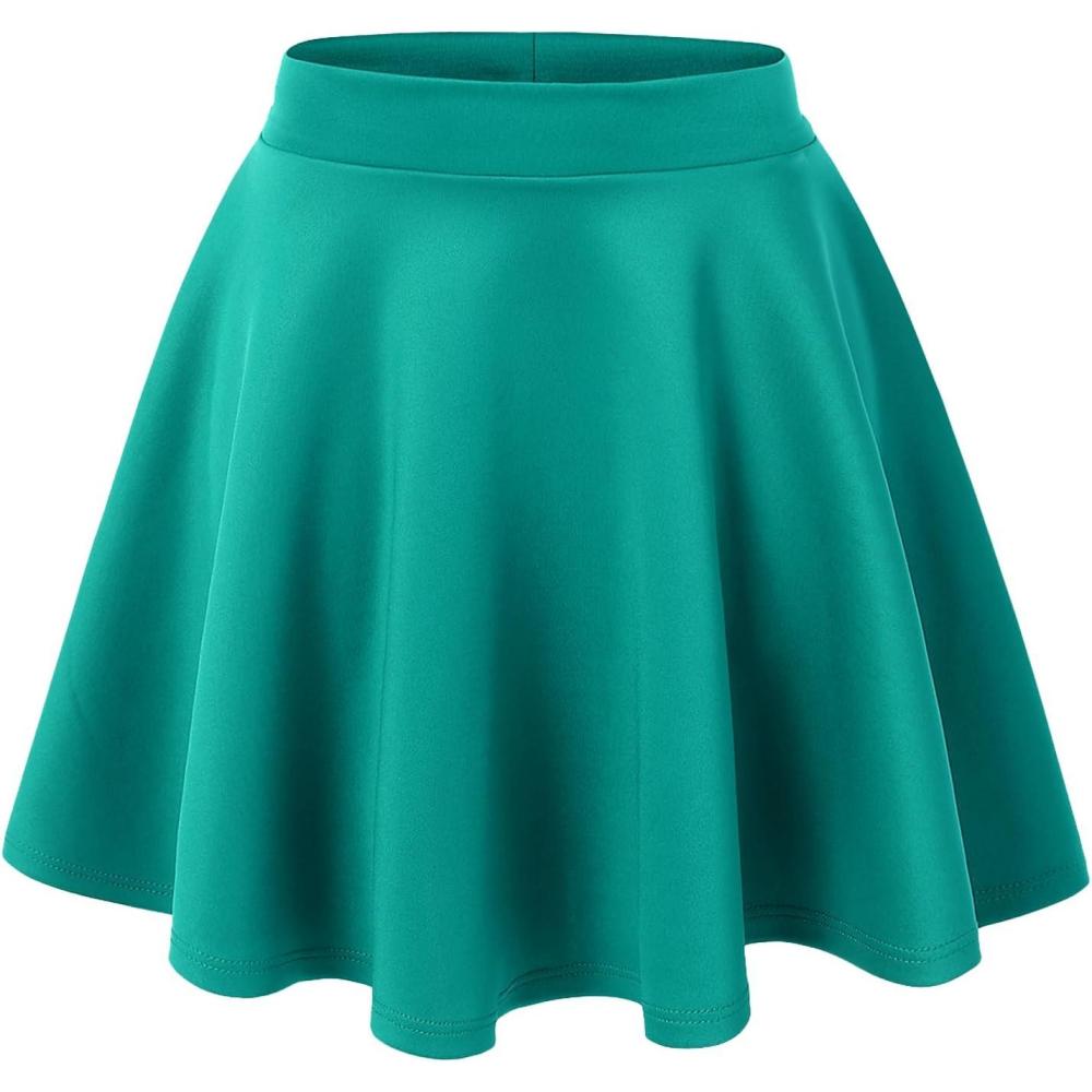 imageMade By Johnny Womens Basic Versatile Stretchy Flared Casual Mini Skater Skirt XS3XL Plus SizeWb211jade