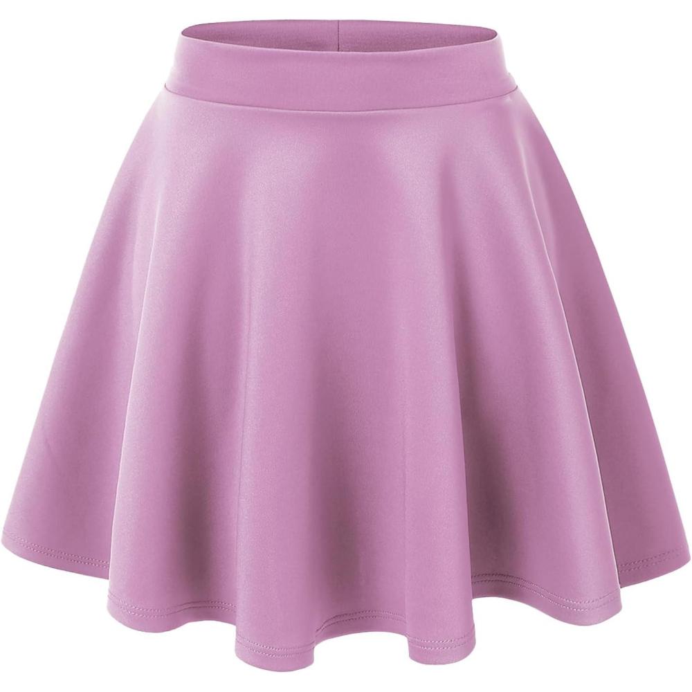 imageMade By Johnny Womens Basic Versatile Stretchy Flared Casual Mini Skater Skirt XS3XL Plus SizeWb211lilac