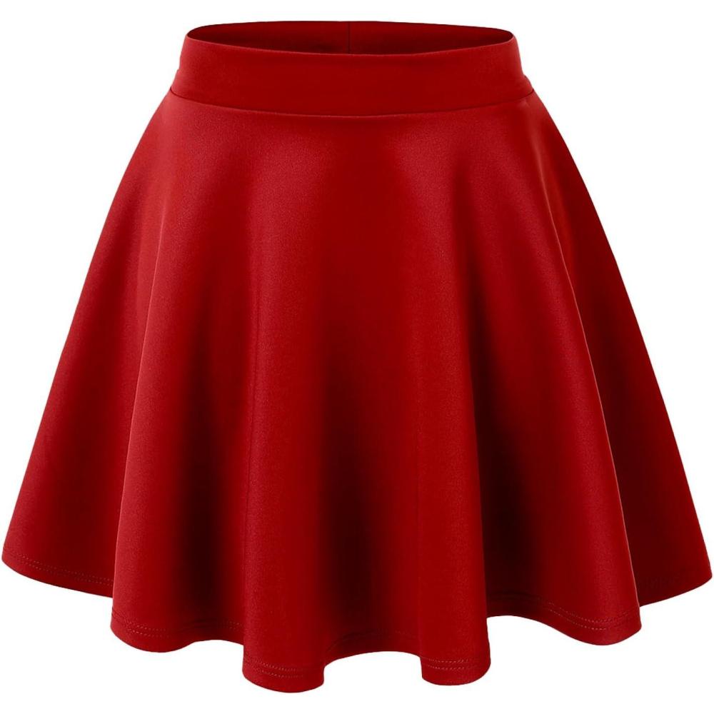 imageMade By Johnny Womens Basic Versatile Stretchy Flared Casual Mini Skater Skirt XS3XL Plus SizeWb211red