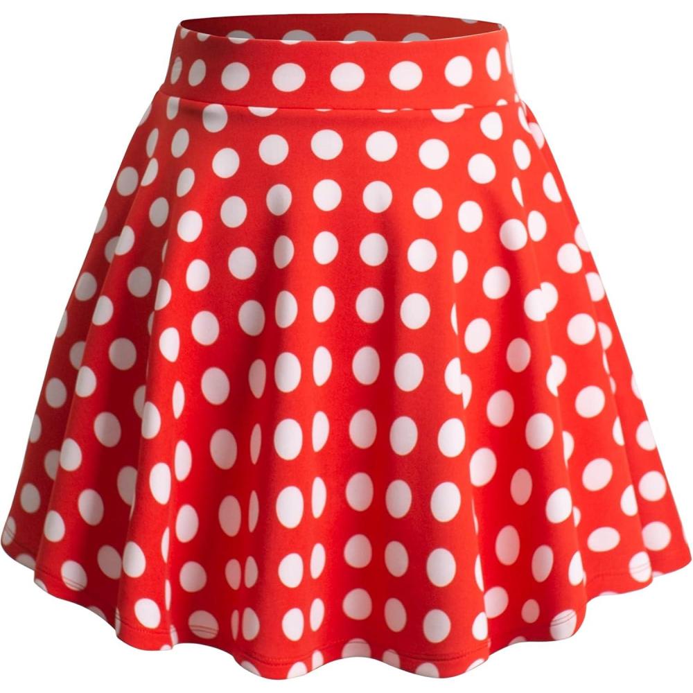 imageMade By Johnny Womens Basic Versatile Stretchy Flared Casual Mini Skater Skirt XS3XL Plus SizeWb211redpolka