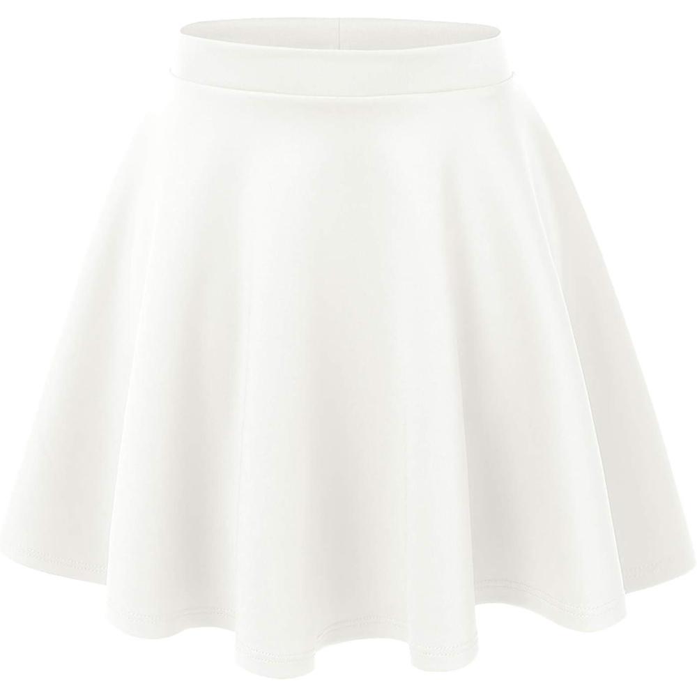 imageMade By Johnny Womens Basic Versatile Stretchy Flared Casual Mini Skater Skirt XS3XL Plus SizeWb211white