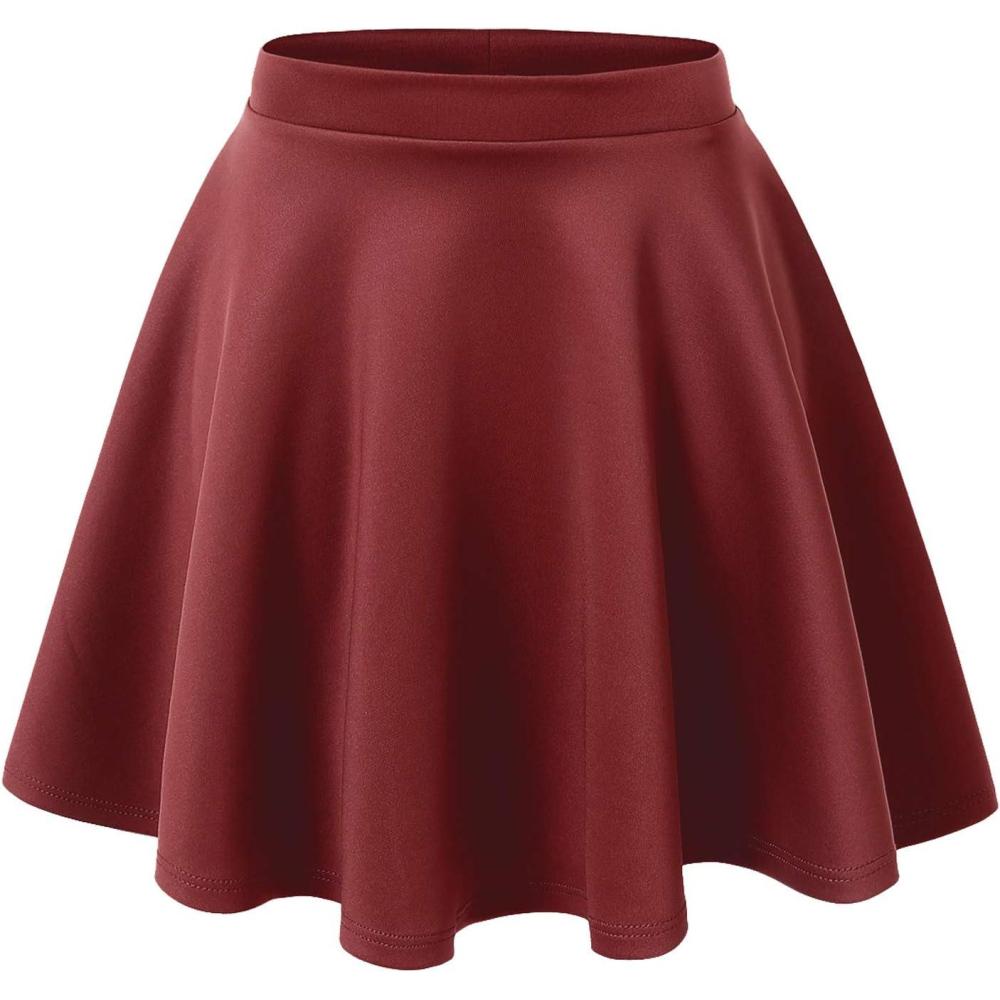 imageMade By Johnny Womens Basic Versatile Stretchy Flared Casual Mini Skater Skirt XS3XL Plus SizeWb211wine