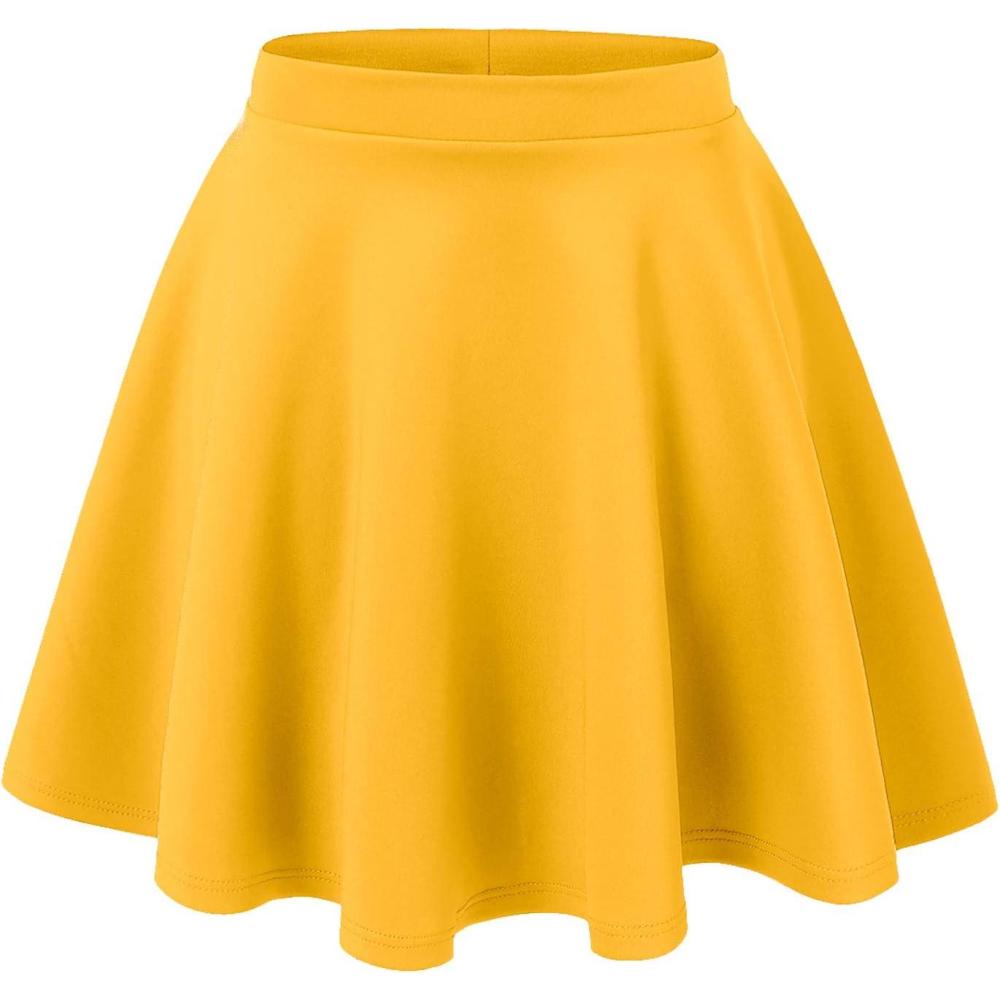 imageMade By Johnny Womens Basic Versatile Stretchy Flared Casual Mini Skater Skirt XS3XL Plus SizeWb211yellow