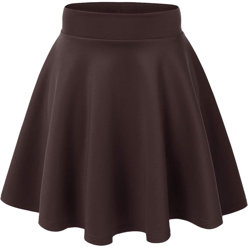 imageMade By Johnny Womens Basic Versatile Stretchy Flared Casual Mini Skater Skirt XS3XL Plus SizeWb669brown
