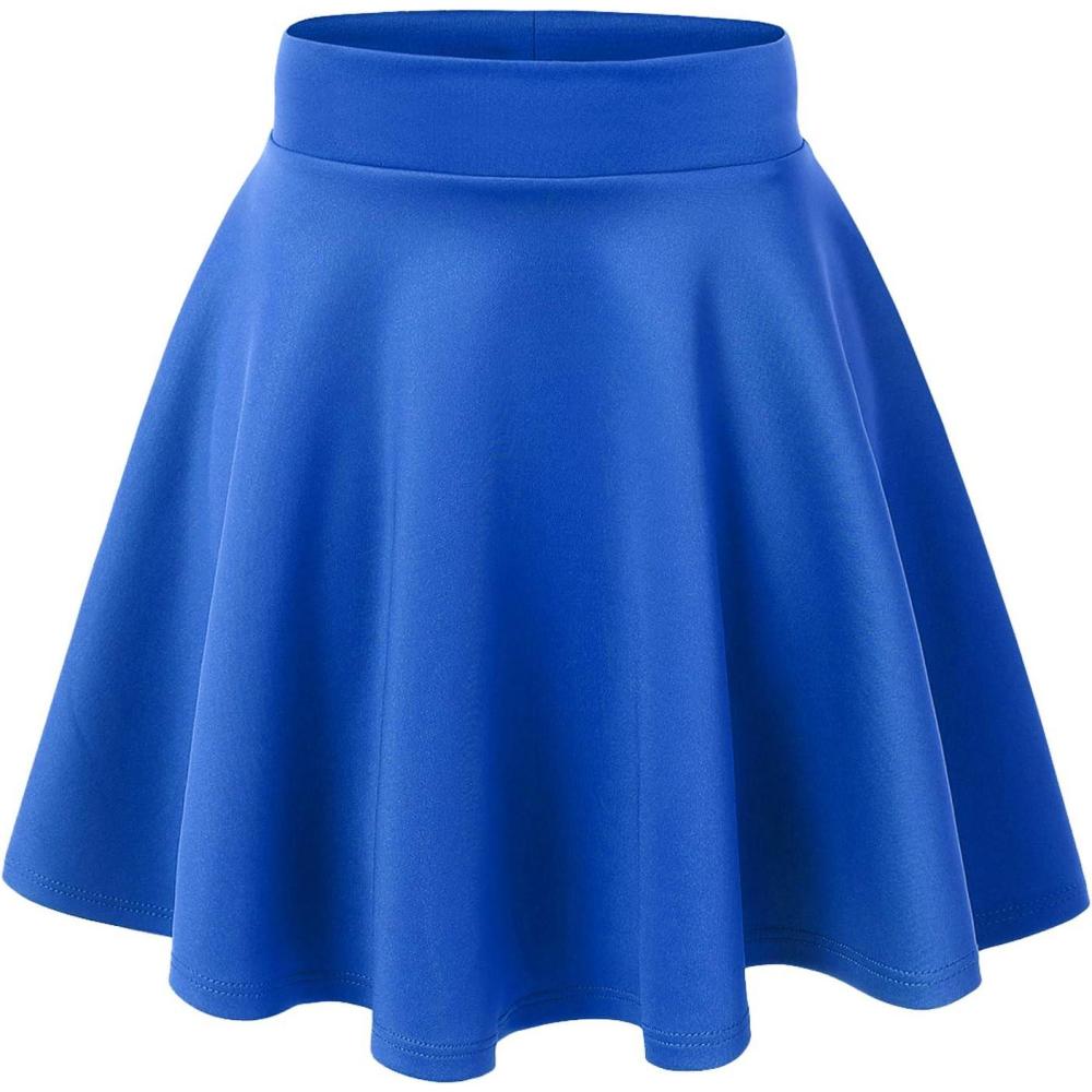 imageMade By Johnny Womens Basic Versatile Stretchy Flared Casual Mini Skater Skirt XS3XL Plus SizeWb669royalbrite