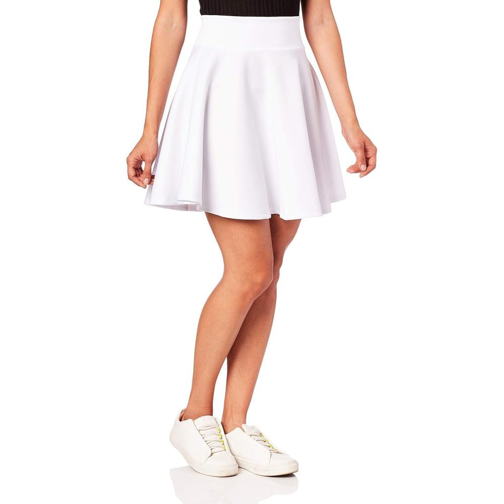 imageMade By Johnny Womens Basic Versatile Stretchy Flared Casual Mini Skater Skirt XS3XL Plus SizeWb669white