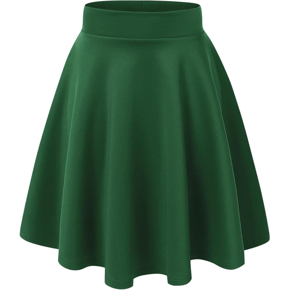 imageMade By Johnny Womens Basic Versatile Stretchy Flared Casual Mini Skater Skirt XS3XL Plus SizeWb829green