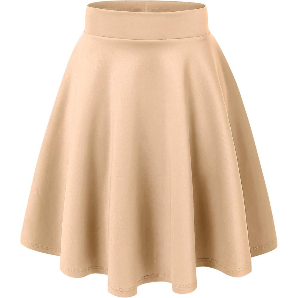 imageMade By Johnny Womens Basic Versatile Stretchy Flared Casual Mini Skater Skirt XS3XL Plus SizeWb829khaki