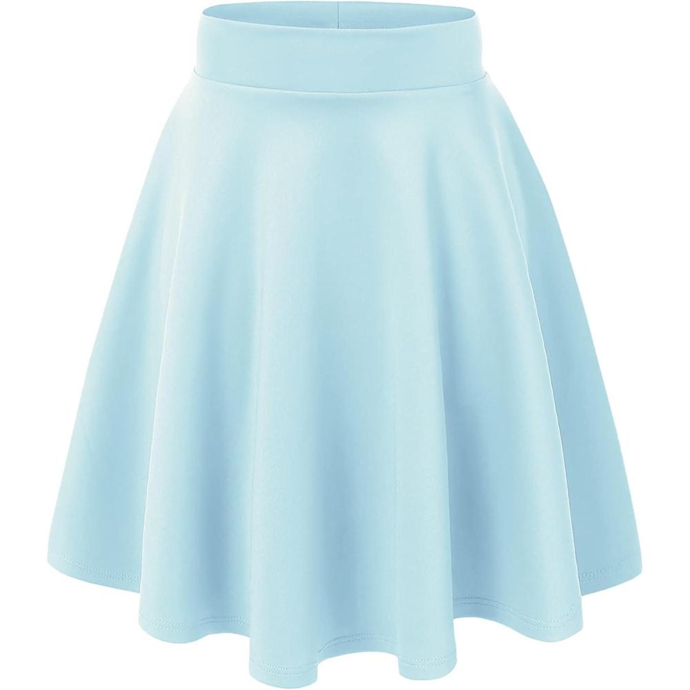 imageMade By Johnny Womens Basic Versatile Stretchy Flared Casual Mini Skater Skirt XS3XL Plus SizeWb829lightblue