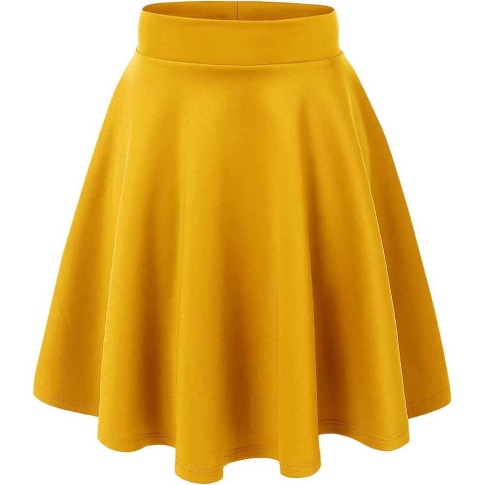 imageMade By Johnny Womens Basic Versatile Stretchy Flared Casual Mini Skater Skirt XS3XL Plus SizeWb829mustard