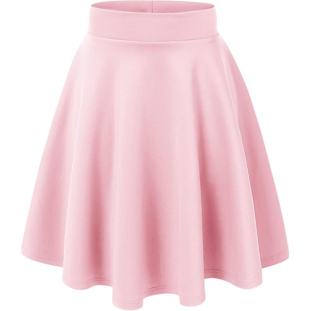 imageMade By Johnny Womens Basic Versatile Stretchy Flared Casual Mini Skater Skirt XS3XL Plus SizeWb829pink
