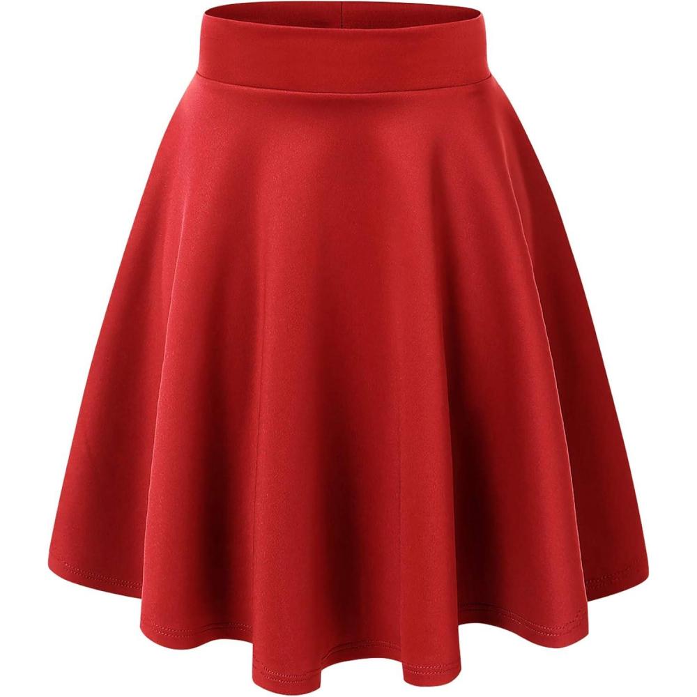 imageMade By Johnny Womens Basic Versatile Stretchy Flared Casual Mini Skater Skirt XS3XL Plus SizeWb829red