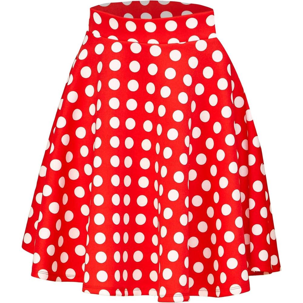 imageMade By Johnny Womens Basic Versatile Stretchy Flared Casual Mini Skater Skirt XS3XL Plus SizeWb829redpolka