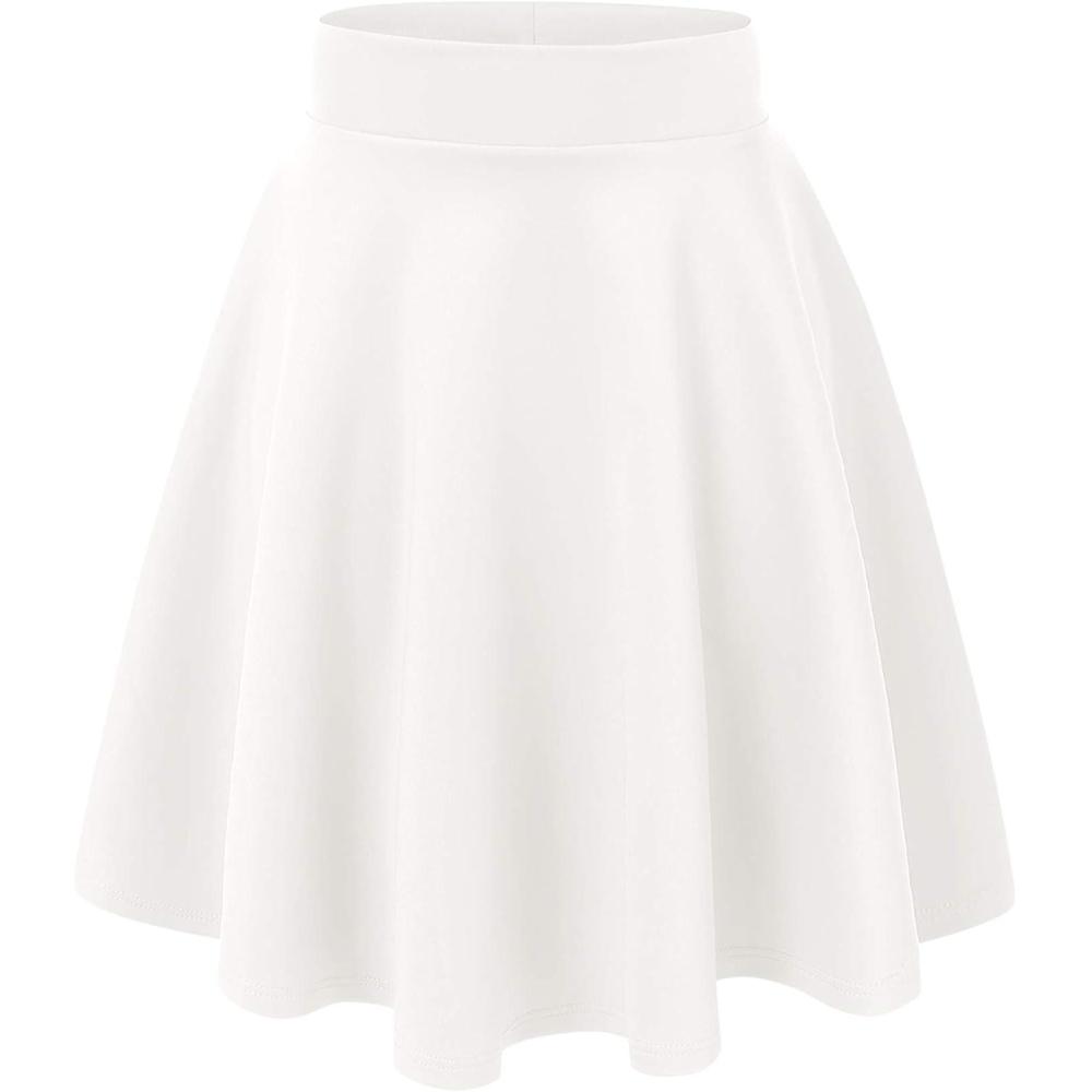 imageMade By Johnny Womens Basic Versatile Stretchy Flared Casual Mini Skater Skirt XS3XL Plus SizeWb829white