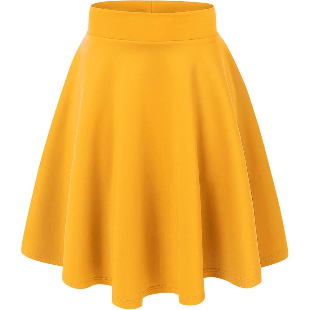 imageMade By Johnny Womens Basic Versatile Stretchy Flared Casual Mini Skater Skirt XS3XL Plus SizeWb829yellow