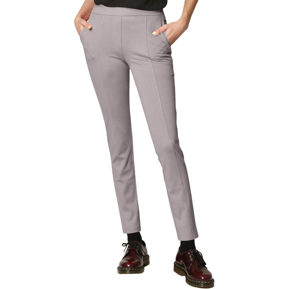 imageMade By Johnny Womens Casual Leggings Stretchy Work Ankle Pants Office Slacks with PocketWb2334lightgrey