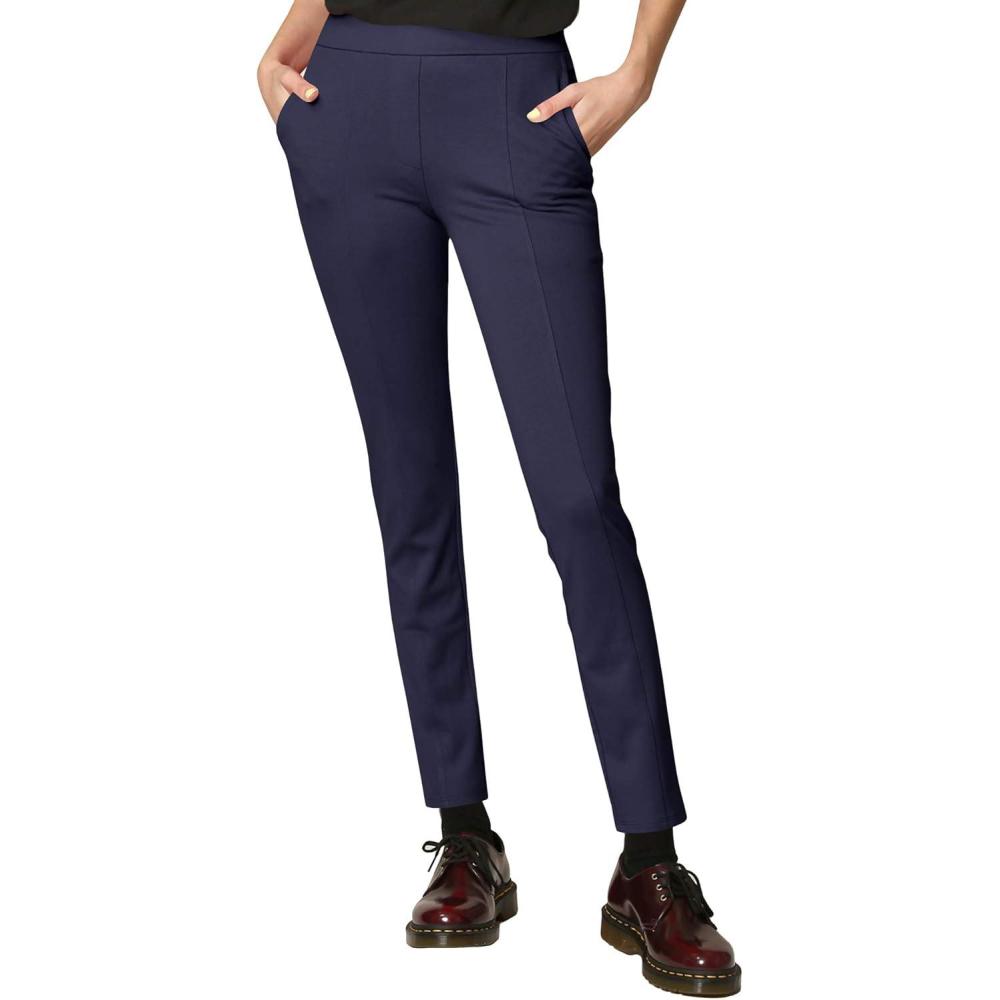 imageMade By Johnny Womens Casual Leggings Stretchy Work Ankle Pants Office Slacks with PocketWb2334navy