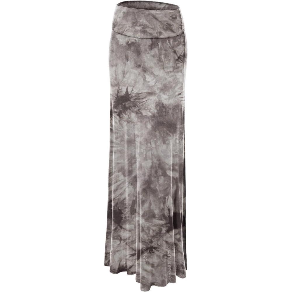 imageMade By Johnny Womens Casual Tie Dye Fold Over Maxi SkirtWb1058brown