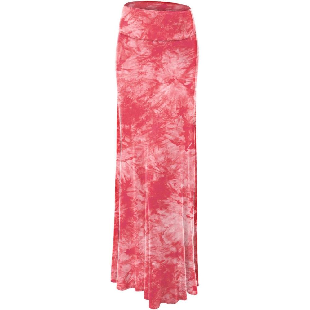 imageMade By Johnny Womens Casual Tie Dye Fold Over Maxi SkirtWb1058coral