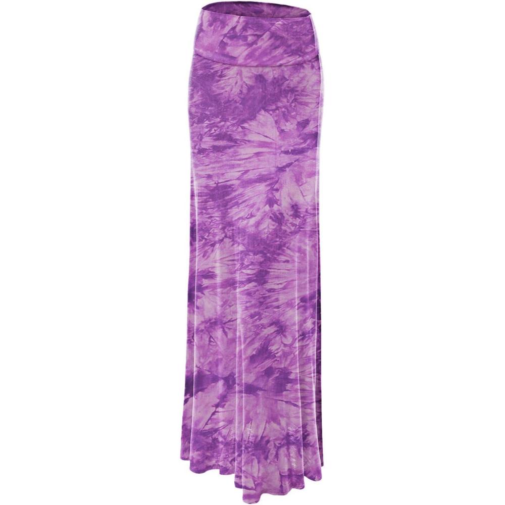 imageMade By Johnny Womens Casual Tie Dye Fold Over Maxi SkirtWb1058purple