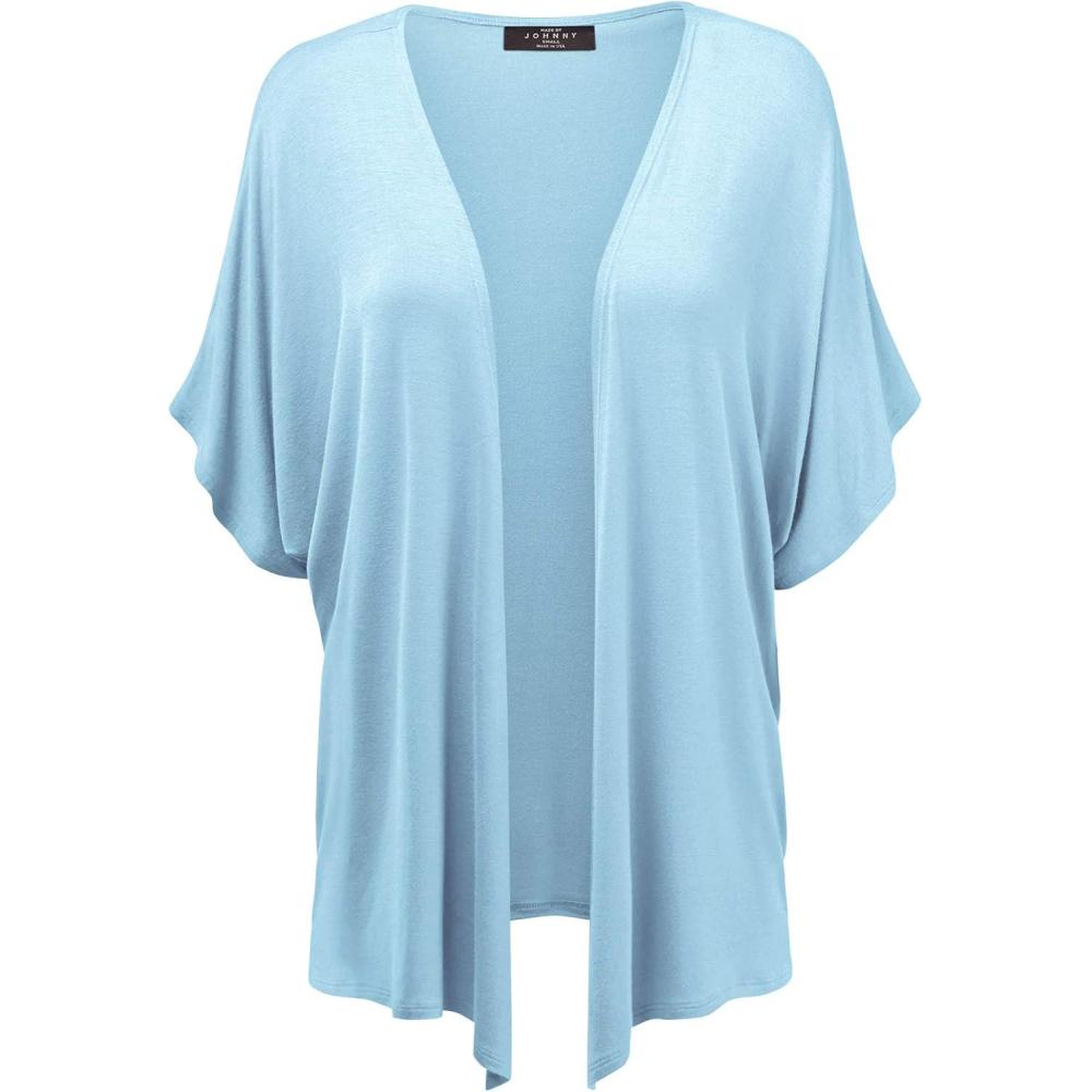 imageMade By Johnny Womens Kimono Style Short Sleeve Dolman Cardigan Lightweight Open Front Summer CoverUpWsk1310aqua