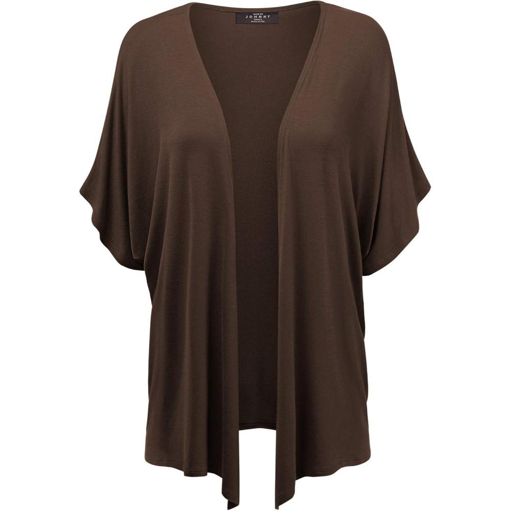 imageMade By Johnny Womens Kimono Style Short Sleeve Dolman Cardigan Lightweight Open Front Summer CoverUpWsk1310brown